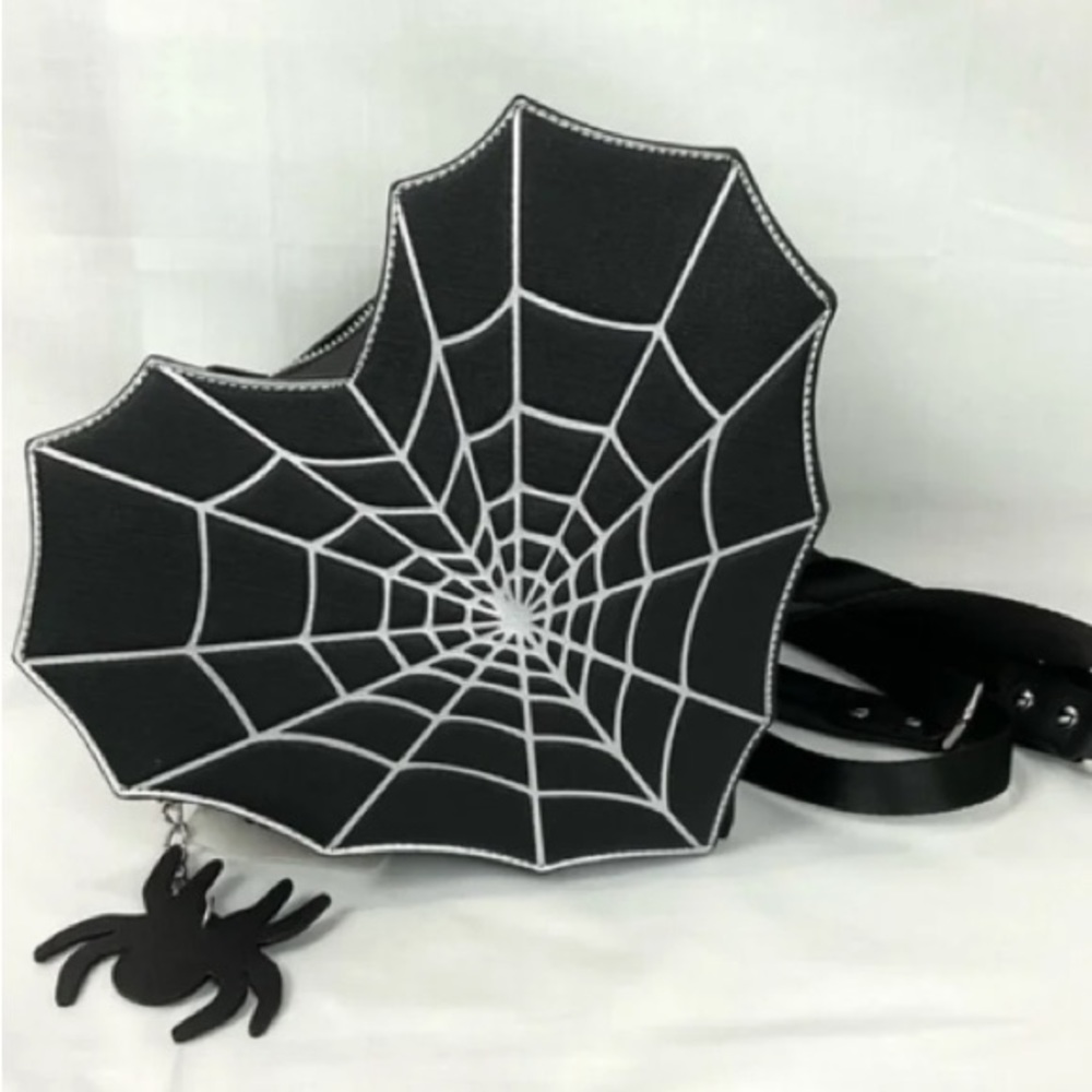 Halloween Spiderweb Heart Crossbody Purse Backpack Bag